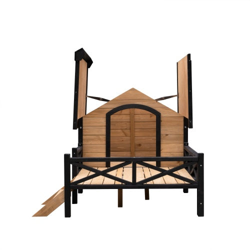 Collarpaws™ Outdoor Large Cabin Style Wooden Kennel With Porch