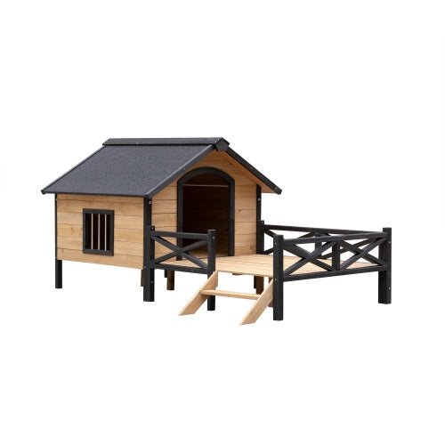 Collarpaws™ Outdoor Large Cabin Style Wooden Kennel With Porch