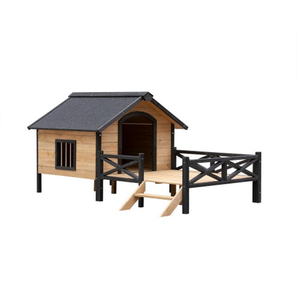 Collarpaws™ Outdoor Large Cabin Style Wooden Kennel With Porch