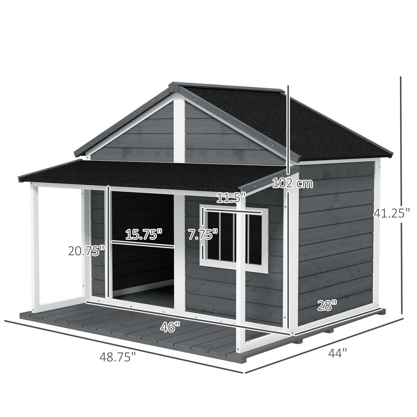 Outdoor Collarpaws™ Cabin Style Dog House, Medium Dogs, 53 lbs, Gray