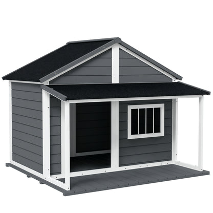 Outdoor Collarpaws™ Cabin Style Dog House, Medium Dogs, 53 lbs, Gray