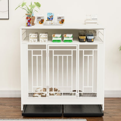 43.3 Collarpaws™ Inch Large Dog Kennel Furniture, Wooden Kennel With Divider