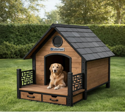 Outdoor Dog House, Waterproof Puppy Shelter Indoor Doghouse with Elevated Floor, Anti-Bite Design Dog Home for Small Medium Dogs with Porch