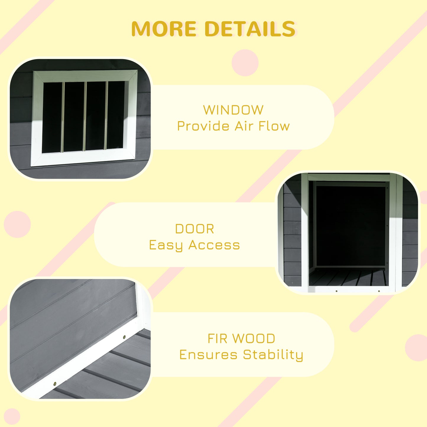 Outdoor Collarpaws™ Cabin Style Dog House, Medium Dogs, 53 lbs, Gray