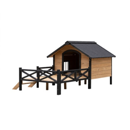 Outdoor Large Wooden Cabin House Style Wooden Dog Kennel With Porch