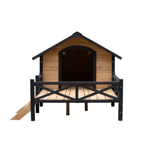 Collarpaws™ Outdoor Large Cabin Style Wooden Kennel With Porch
