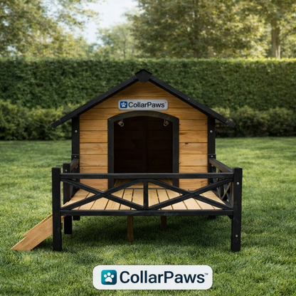 Collarpaws™ Outdoor Large Cabin Style Wooden Kennel With Porch