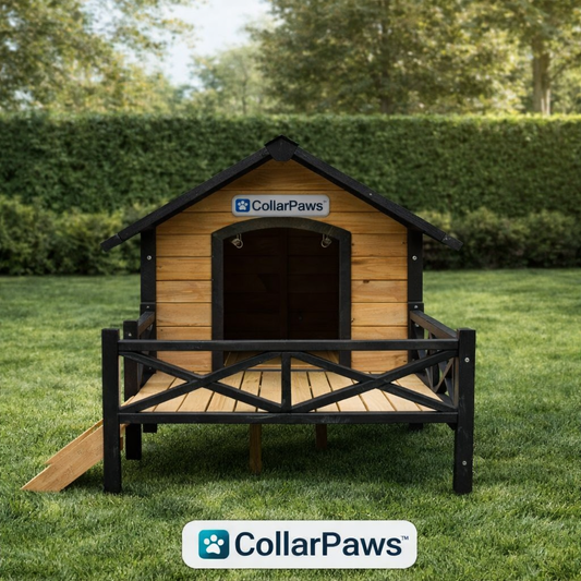 Collarpaws™ Outdoor Large Cabin Style Wooden Kennel With Porch