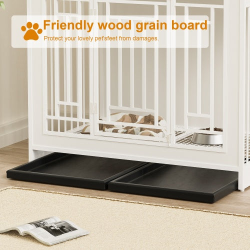 43.3 Collarpaws™ Inch Large Dog Kennel Furniture, Wooden Kennel With Divider