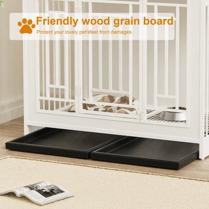 43.3 Collarpaws™ Inch Large Dog Kennel Furniture, Wooden Kennel With Divider