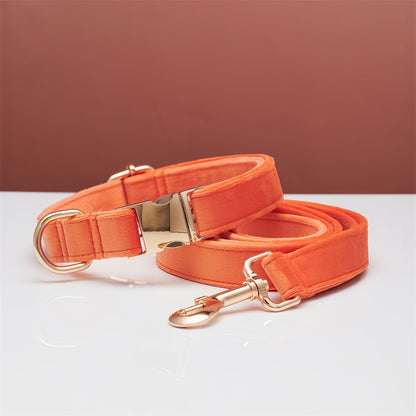 Multiple Collarpaws™ Colour Velvet Personalise Dog Collar Leash Set With Bow